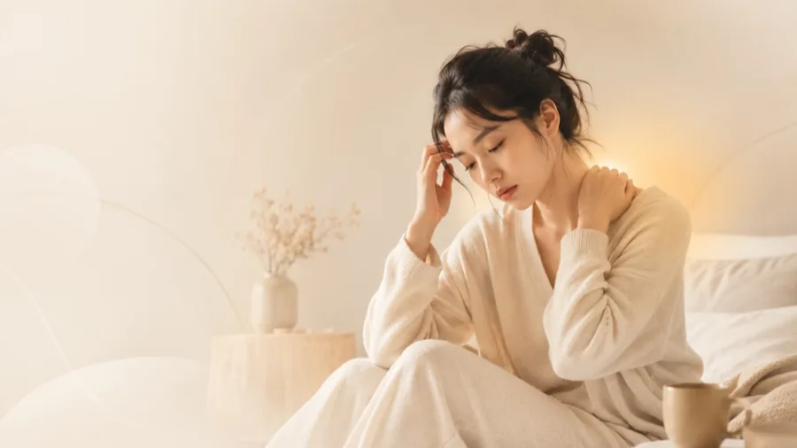 肩まわりに疲れを感じている女性